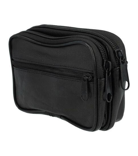 Heuptas Dubbele Rits 13cm Leder Zwart, Sieraden, Tassen en Uiterlijk, Overige Accessoires