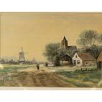 Aquarel door Alfred Märtens (1888–1936) van een Hollands La, Antiek en Kunst, Kunst | Schilderijen | Klassiek, Ophalen