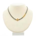 Bicolor gourmet schakel ketting; choker | 36,5 cm (solide), Sieraden, Tassen en Uiterlijk, Kettingen, Ophalen of Verzenden, Gebruikt
