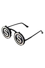 Flip Up Zonnebril Dollartekens Zwart Montuur Zilver Zwarte G, Ophalen of Verzenden, Nieuw, Feestartikel, Carnaval