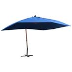 vidaXL Zweefparasol met houten paal 400x300 cm blauw, Tuin en Terras, Parasols, Verzenden, Nieuw