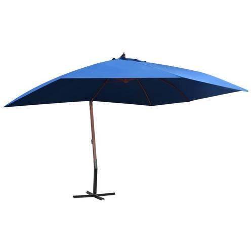 vidaXL Zweefparasol met houten paal 400x300 cm blauw, Tuin en Terras, Parasols, Nieuw, Verzenden