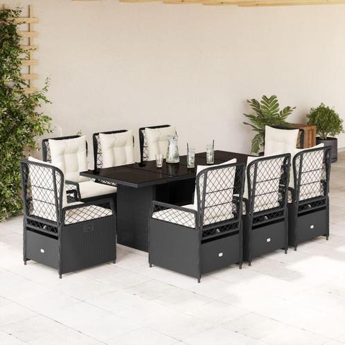 vidaXL 9-delige Tuinset poly rattan zwart, Tuin en Terras, Tuinsets en Loungesets, Tuinset, Nieuw, 8 zitplaatsen, Rotan, Verzenden