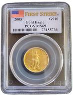 Gouden American Eagle 1/4 oz 2005 PCGS MS69 gecertificeerd, Goud, Losse munt, Verzenden, Midden-Amerika