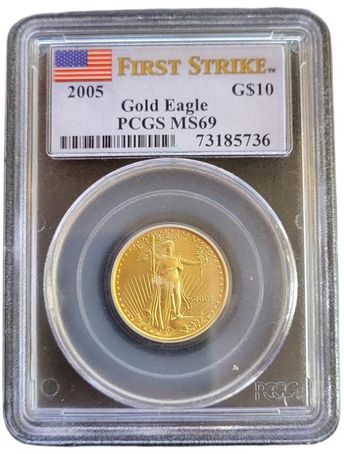 Gouden American Eagle 1/4 oz 2005 PCGS MS69 gecertificeerd, Postzegels en Munten, Munten | Amerika, Midden-Amerika, Losse munt