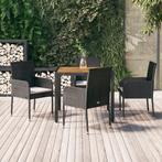 vidaXL 5-delige Tuinset met kussens poly rattan zwart, Tuin en Terras, Tuinsets en Loungesets, 4 zitplaatsen, Nieuw, Tuinset, Verzenden
