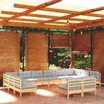 vidaXL 12-delige Loungeset met grijze kussens massief, Verzenden, Nieuw, Loungeset
