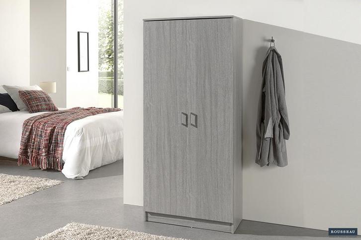 Opbergkast Ray 2 deuren en 4 legplanken Grijze eik (1c), Huis en Inrichting, Kasten | Kledingkasten, Nieuw, Ophalen of Verzenden