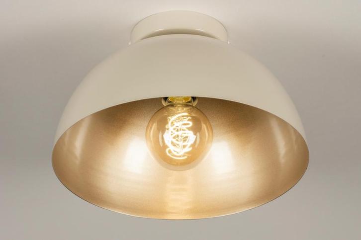 Rietveld Plafondlampen - Goud, Beige, Zand - Metaal, Huis en Inrichting, Lampen | Plafondlampen, Verzenden