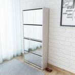 vidaXL Schoenenkast met 4 spiegels 63x17x134 cm wit, Huis en Inrichting, Verzenden, Nieuw