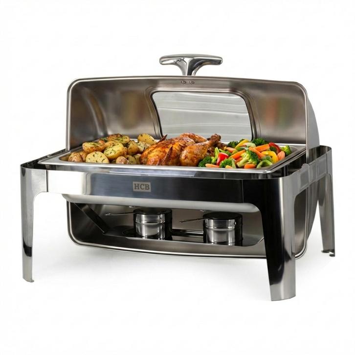 HCB Chafing dish - rolltop - 1/1 GN - kijkglas - 9 liter -, Zakelijke goederen, Horeca | Keukenapparatuur, Nieuw in verpakking