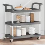 vidaXL Trolley 3-laags 77x34x72 cm aluminium grijs, Huis en Inrichting, Keuken | Keukenbenodigdheden, Verzenden, Nieuw