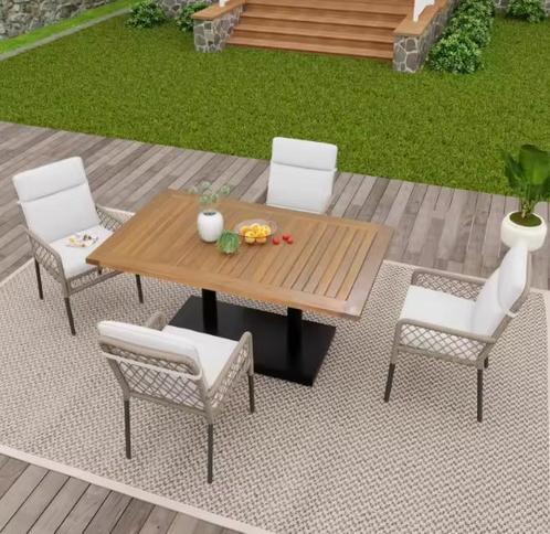 5-delige tuinset – acaciahouten tafel met rotan stoelen, Tuin en Terras, Tuinsets en Loungesets, Nieuw, Verzenden