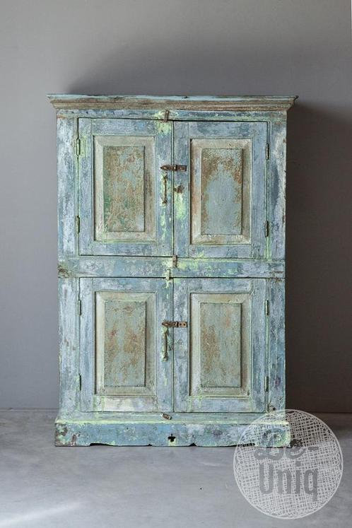 Oud 4 deurs kastje | India | H121 x B82 x D38 cm, Huis en Inrichting, Kasten | Boekenkasten, Nieuw, Verzenden