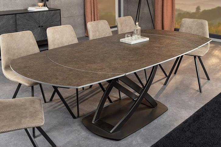 Uitschuifbare eettafel INCEPTION 130-190cm roest ovaal, Huis en Inrichting, Tafels | Eettafels, Ophalen of Verzenden