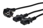 Netsnoer Schuko Duo Splitter 1 Meter - IEC320 C13, Computers en Software, Pc- en Netwerkkabels, Ophalen of Verzenden, Nieuw