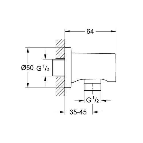 Wandaansluitbocht Grohe Rainshower Supersteel, Doe-het-zelf en Verbouw, Sanitair, Ophalen of Verzenden