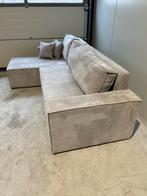 Mooie wood ribstof hoekbank met slaapbank, 100 tot 125 cm, Hoekbank, Driepersoons, Zo goed als nieuw