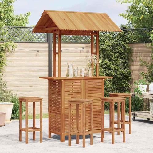 vidaXL Bartafel met dak voor buiten 113x106x217 cm massief, Tuin en Terras, Tuintafels, Nieuw, Hout, Verzenden