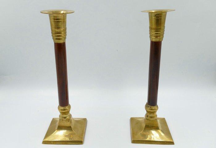 Taperstick (kleine blaker met een dunne pijp) (2) - Messing,, Antiek en Kunst, Antiek | Overige Antiek