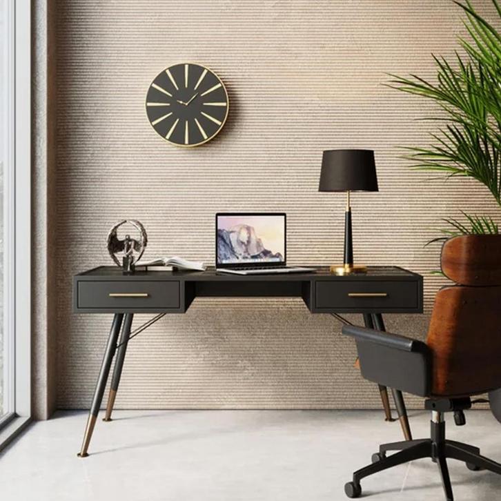 *WOONWINKEL* Kare Design Gomera Zwart Metalen Bureau Ribbelg, Huis en Inrichting, Bureaus, Nieuw, Verzenden