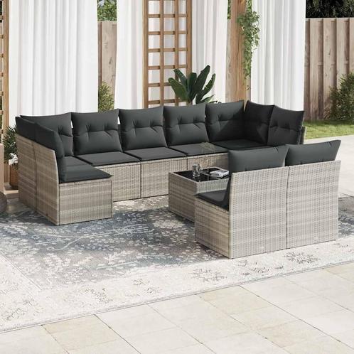 vidaXL 10-delige Loungeset met kussens poly rattan, Tuin en Terras, Tuinsets en Loungesets, Loungeset, Nieuw, Rotan, Verzenden