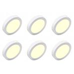 Voordeelpak LED Downlight 6 Pack - Opbouw Rond 12W - Warm, Huis en Inrichting, Lampen | Spots, Metaal of Aluminium, Nieuw, Ophalen of Verzenden