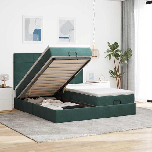 vidaXL Ottoman bed met matrassen en LEDs 200x200cm fluweel, Huis en Inrichting, Slaapkamer | Bedden, Overige maten, 200 cm, Groen