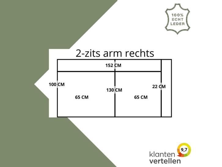 Leren elementenbank Flow - element 2 zits arm rechts, Huis en Inrichting, Banken | Bankstellen, 150 tot 200 cm, 75 tot 100 cm