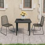 vidaXL 3-delige Tuinset PVC-rattan zwart, Tuin en Terras, 2 zitplaatsen, Kunststof, Verzenden, Nieuw