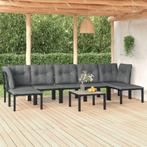 vidaXL 8-delige Loungeset poly rattan zwart en grijs, Verzenden, Nieuw, Rvs, Loungeset