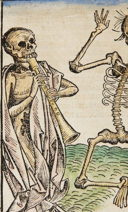 Wohlgemut, Schedel - Imago mortis, dodendans - 1493-1493, Antiek en Kunst, Antiek | Boeken en Bijbels