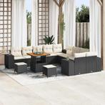 vidaXL Tuin Sofa Set in hoogte verstelbaar 13 pcs Zwart poly, Verzenden, Nieuw