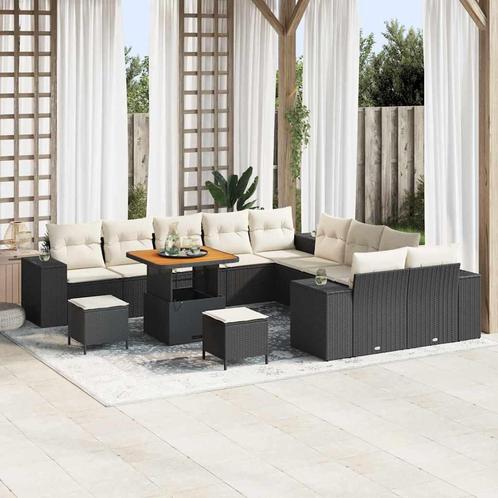 vidaXL Tuin Sofa Set in hoogte verstelbaar 13 pcs Zwart poly, Tuin en Terras, Tuinsets en Loungesets, Nieuw, Verzenden