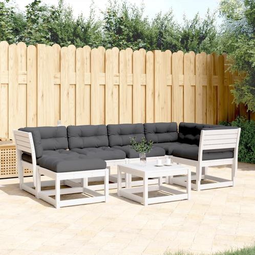 vidaXL 6-delige Loungeset met kussens massief grenenhout wit, Tuin en Terras, Tuinsets en Loungesets, Loungeset, Nieuw, 6 zitplaatsen