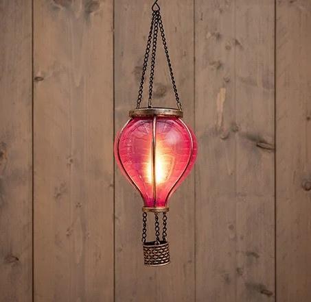 Solar Luchtballon - Met Vlameffect - Roze 36 cm, Tuin en Terras, Tuinbeelden, Nieuw, Kunststof, Verzenden