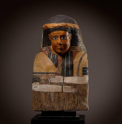 Romeins-Egyptisch begrafenis-cartonnage - 55 cm, Verzamelen, Mineralen en Fossielen