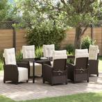 vidaXL 7-delige tuin eetset bruin poly rattan, Tuin en Terras, Tuinstoelen, Verzenden, Nieuw, Rotan