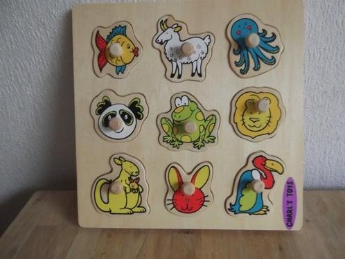 Plug puzzel Dieren 9 stukjes (Houten puzzels, Puzzels), Hobby en Vrije tijd, Denksport en Puzzels, Overige typen, Nieuw, Ophalen of Verzenden