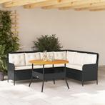vidaXL 2-delige Loungeset met kussens poly rattan zwart, Tuin en Terras, Tuinsets en Loungesets, Verzenden, Nieuw, Rotan, Loungeset