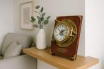 Wandklok - Vintage Brons, Glas, Hout - 1970-1980