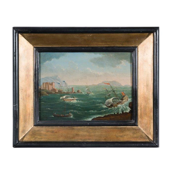 Scuola fiamminga (XVIII) - Marina, Antiek en Kunst, Kunst | Schilderijen | Klassiek