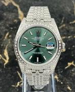 Rolex Datejust 41 - Green Dial -126300 - Iced Out - Diamonds, Sieraden, Tassen en Uiterlijk, Horloges | Heren, Nieuw, Staal, Staal