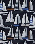 Canvas Katoen Boten Navy Blauw, Hobby en Vrije tijd, Stoffen en Lappen, Nieuw, Blauw