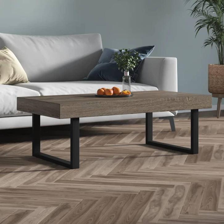 vidaXL Salontafel 120x60x40 cm MDF en ijzer grijs en zwart, Huis en Inrichting, Tafels | Salontafels, 100 tot 150 cm, Nieuw, Overige materialen