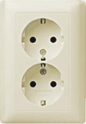 Gira Wandcontactdoos met randaarde 2V Wit (creme) 078801, Doe-het-zelf en Verbouw, Elektra en Kabels, Stopcontact, Nieuw