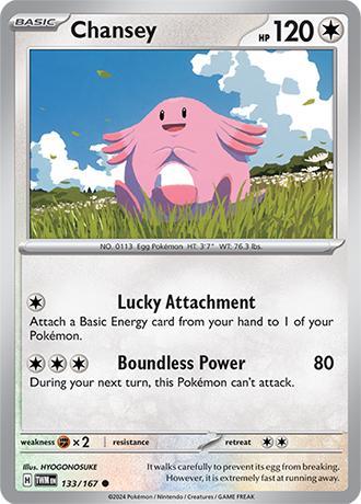 Chansey 133/167 reverse holo Twilight Masquerade, Hobby en Vrije tijd, Verzamelkaartspellen | Pokémon, Losse kaart, Nieuw, Foil