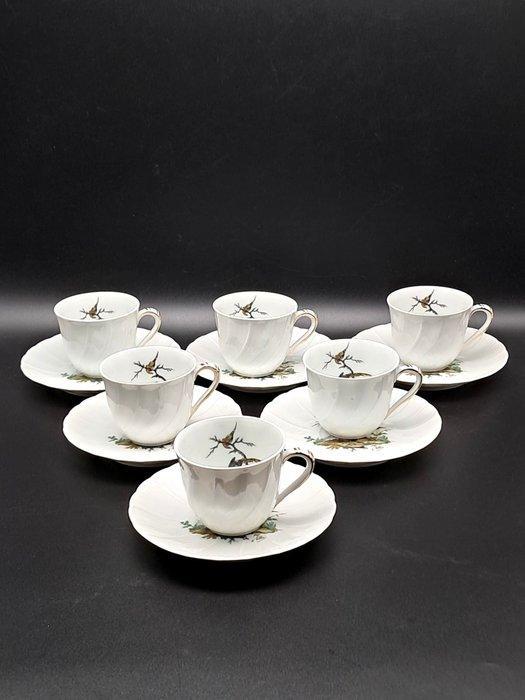 L. Bernardaud & Cie - Elbe - Kop en schotel (6) - Porselein, Antiek en Kunst, Antiek | Meubels | Tafels