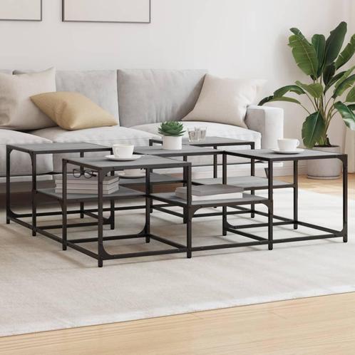 vidaXL Salontafel 121x121x40 cm bewerkt hout grijs sonoma, Huis en Inrichting, Tafels | Salontafels, 100 tot 150 cm, Nieuw, Overige houtsoorten