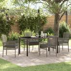 vidaXL 5-delige tuinset met kussens in grijs poly riet, Tuin en Terras, Verzenden, Nieuw, Rotan, Tuinset